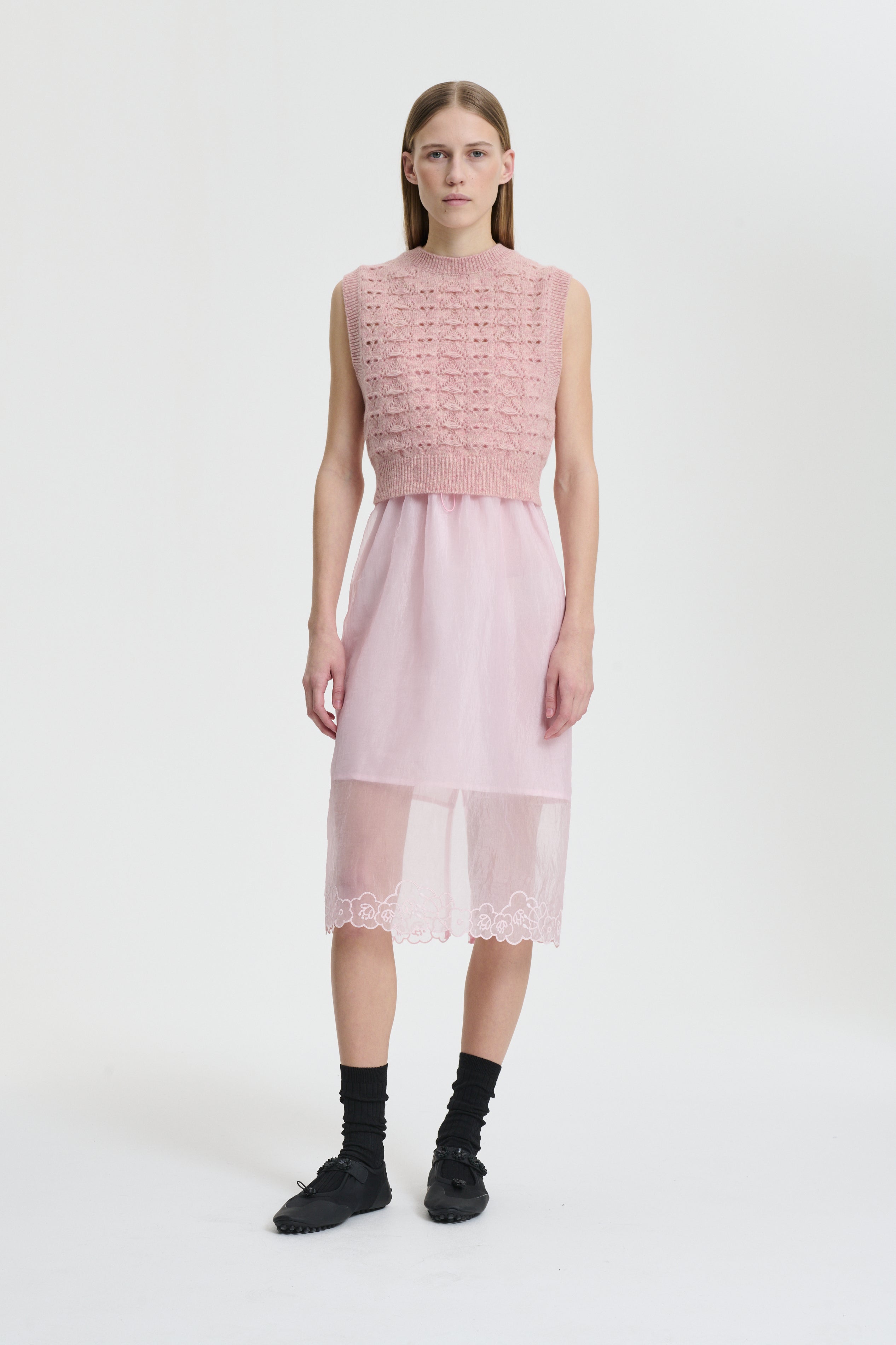 BRISA | VEST HERITAGE LACE KNIT SOFT PINK