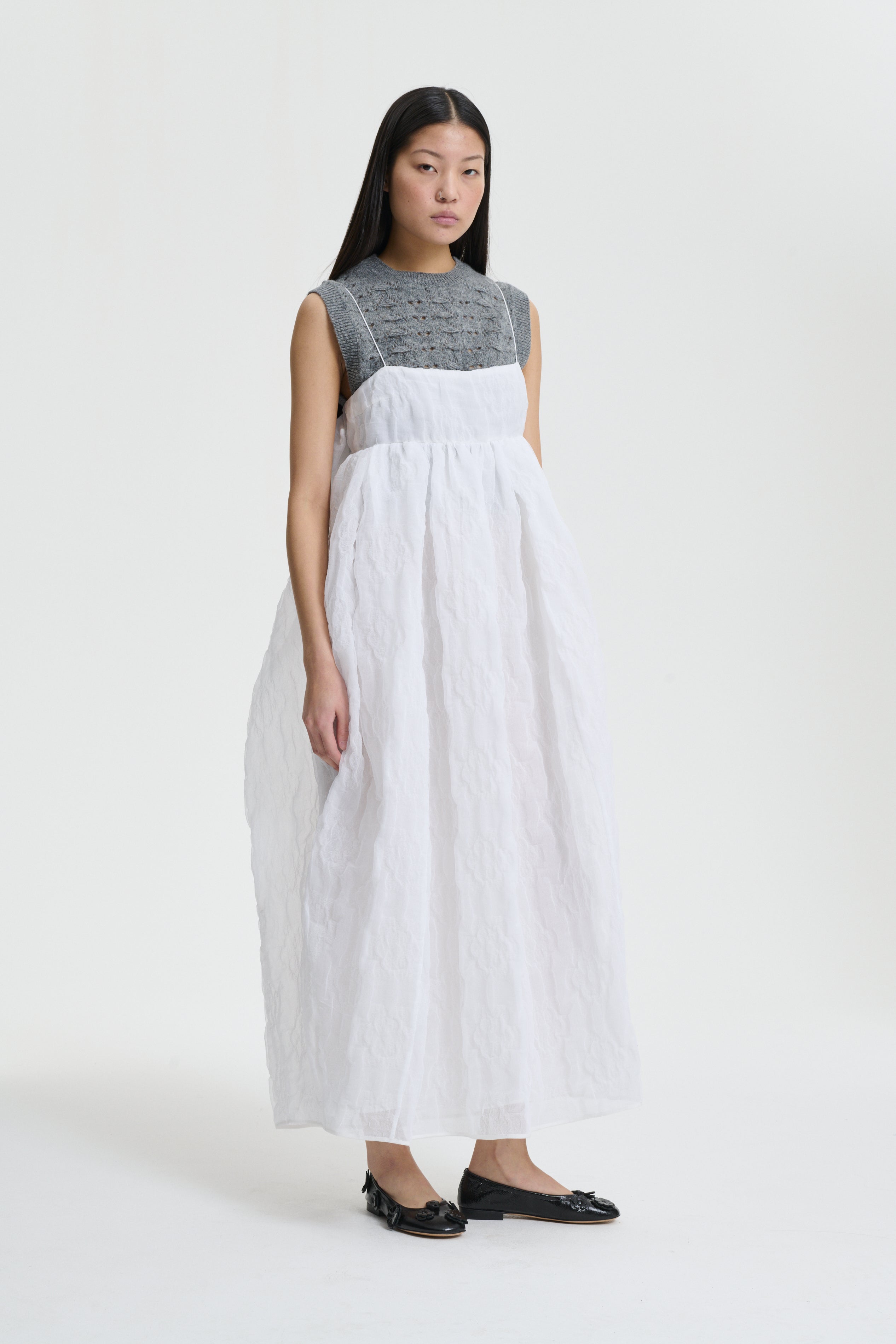 VILMA | DRESS AVENS MATELASSÉ WHITE