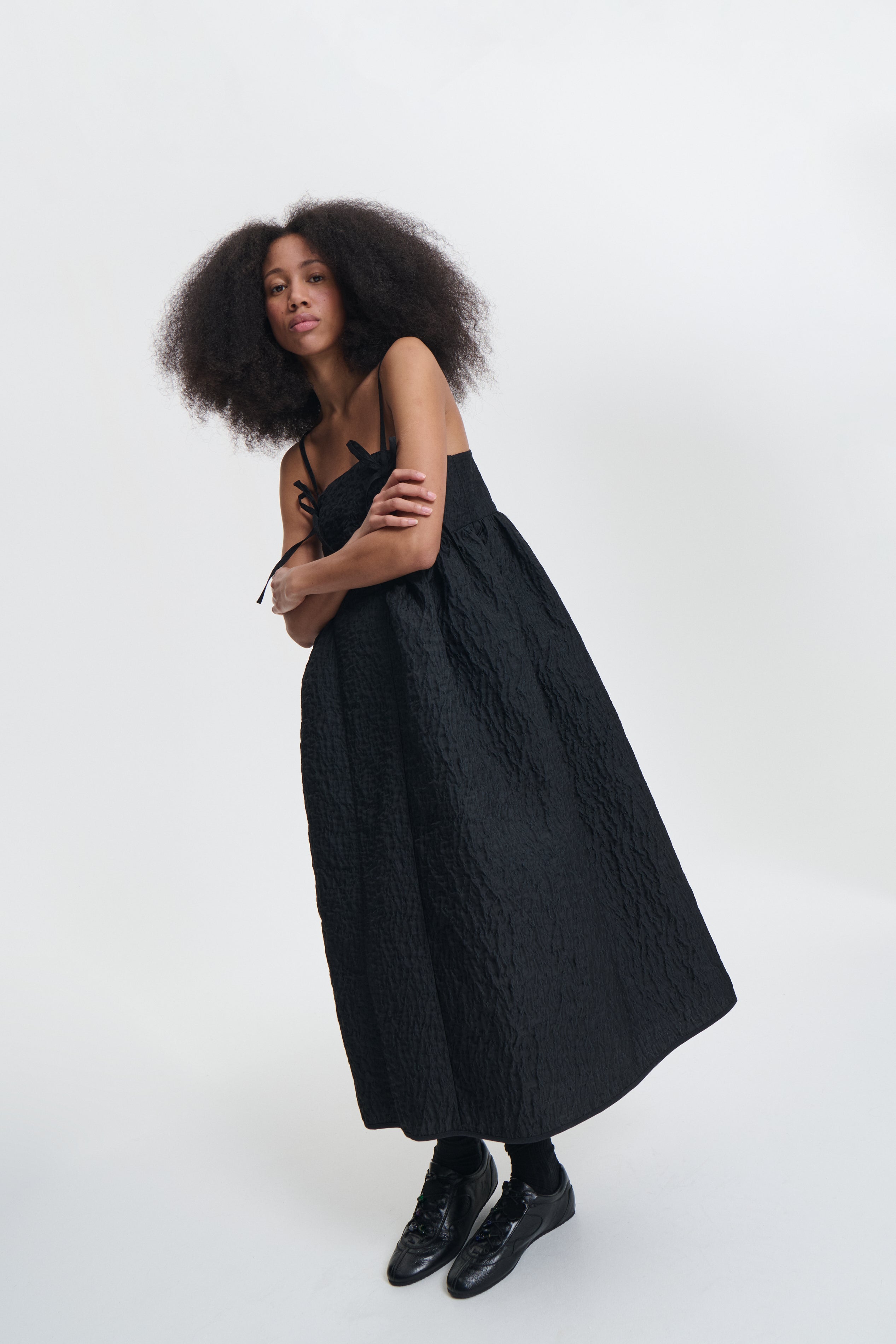 AMBRA | DRESS LOBELIA MATELASSÉ BLACK