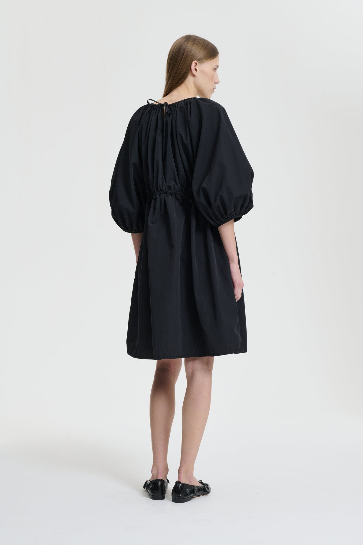 BIRGITTE | DRESS RECYCLED TAFFETA BLACK