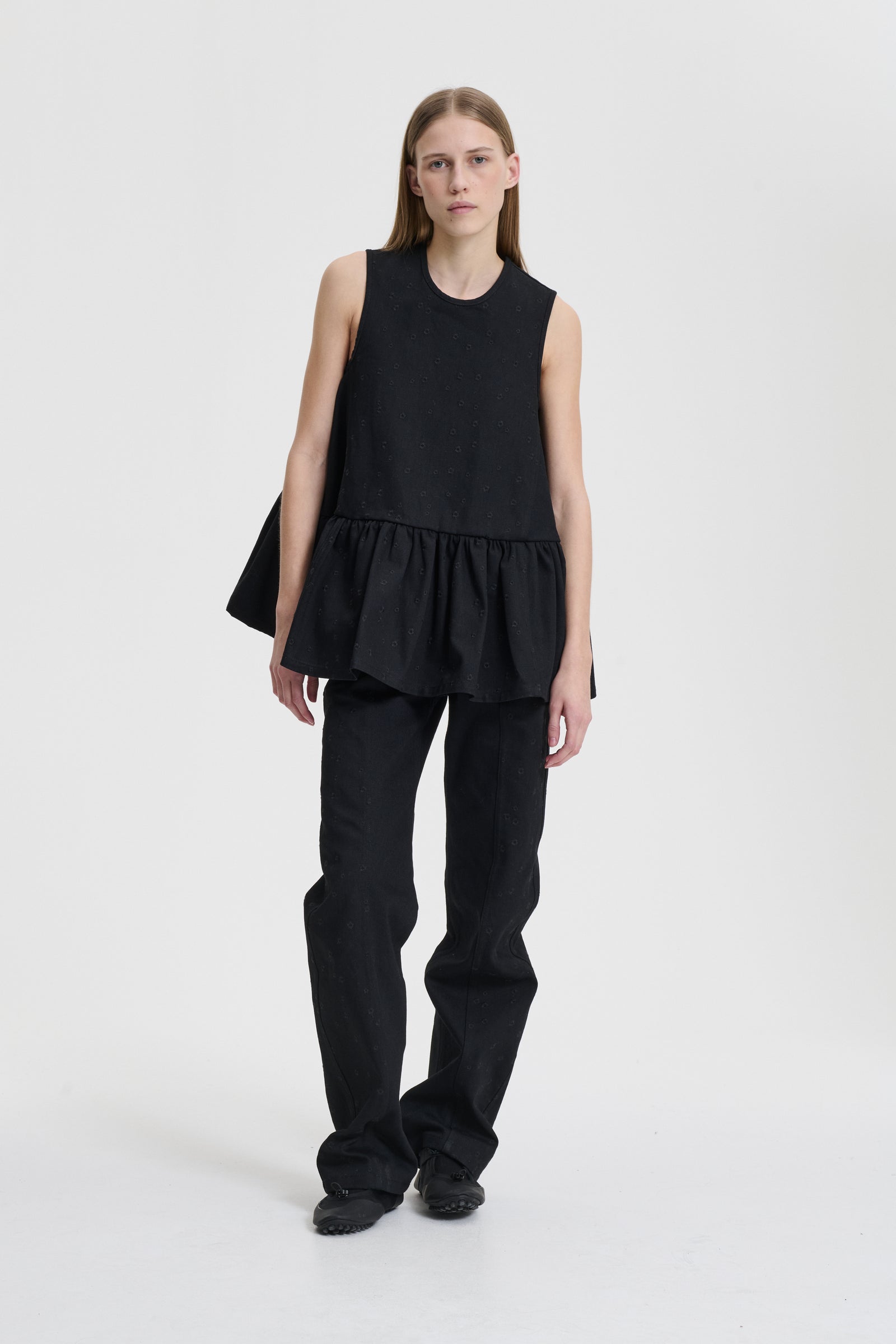 BARBARA | TOP EMBROIDERED DENIM BLACK