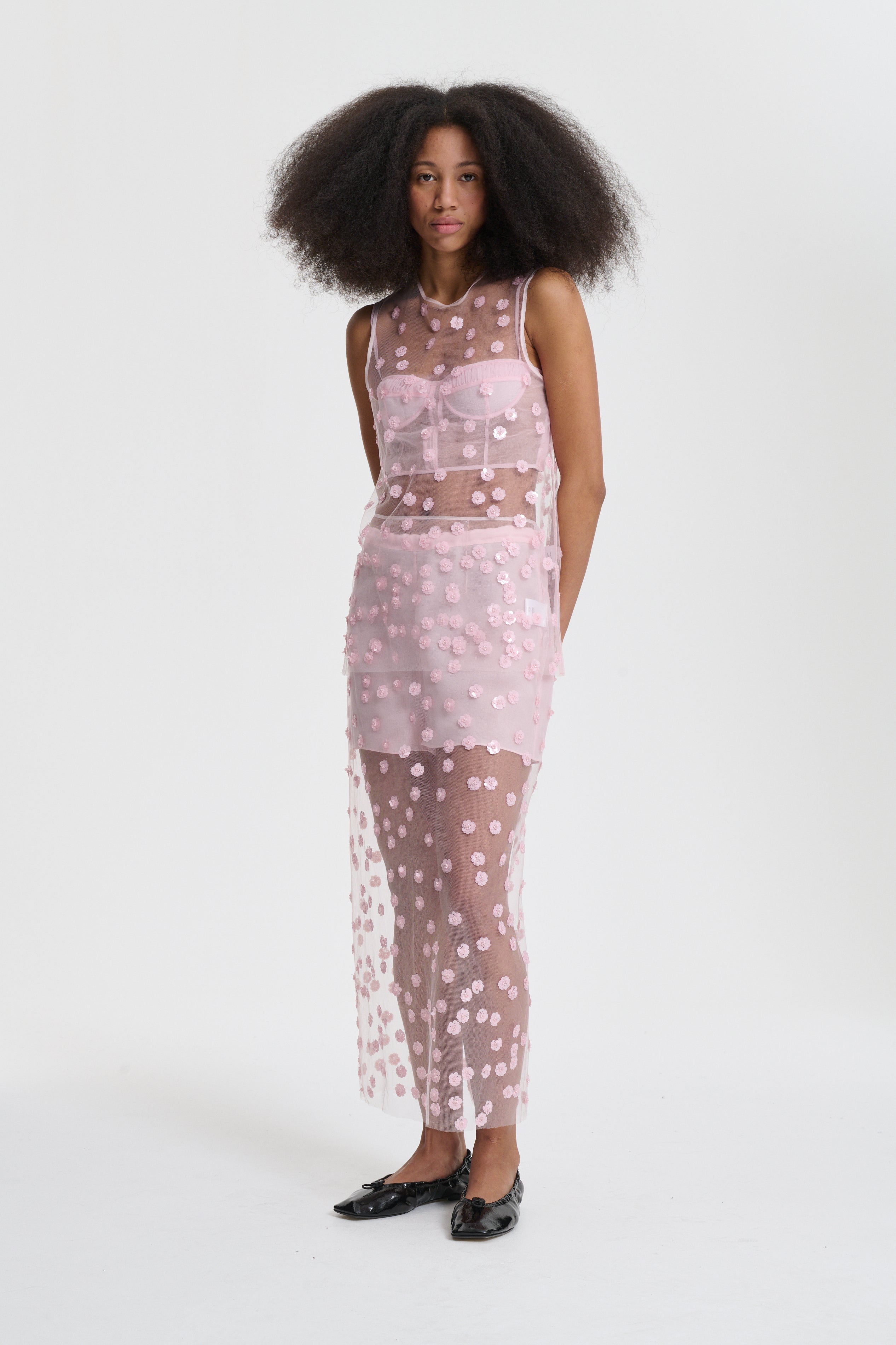UTANIA | TOP SEQUIN BLOSSOM TULLE BLUSH PINK