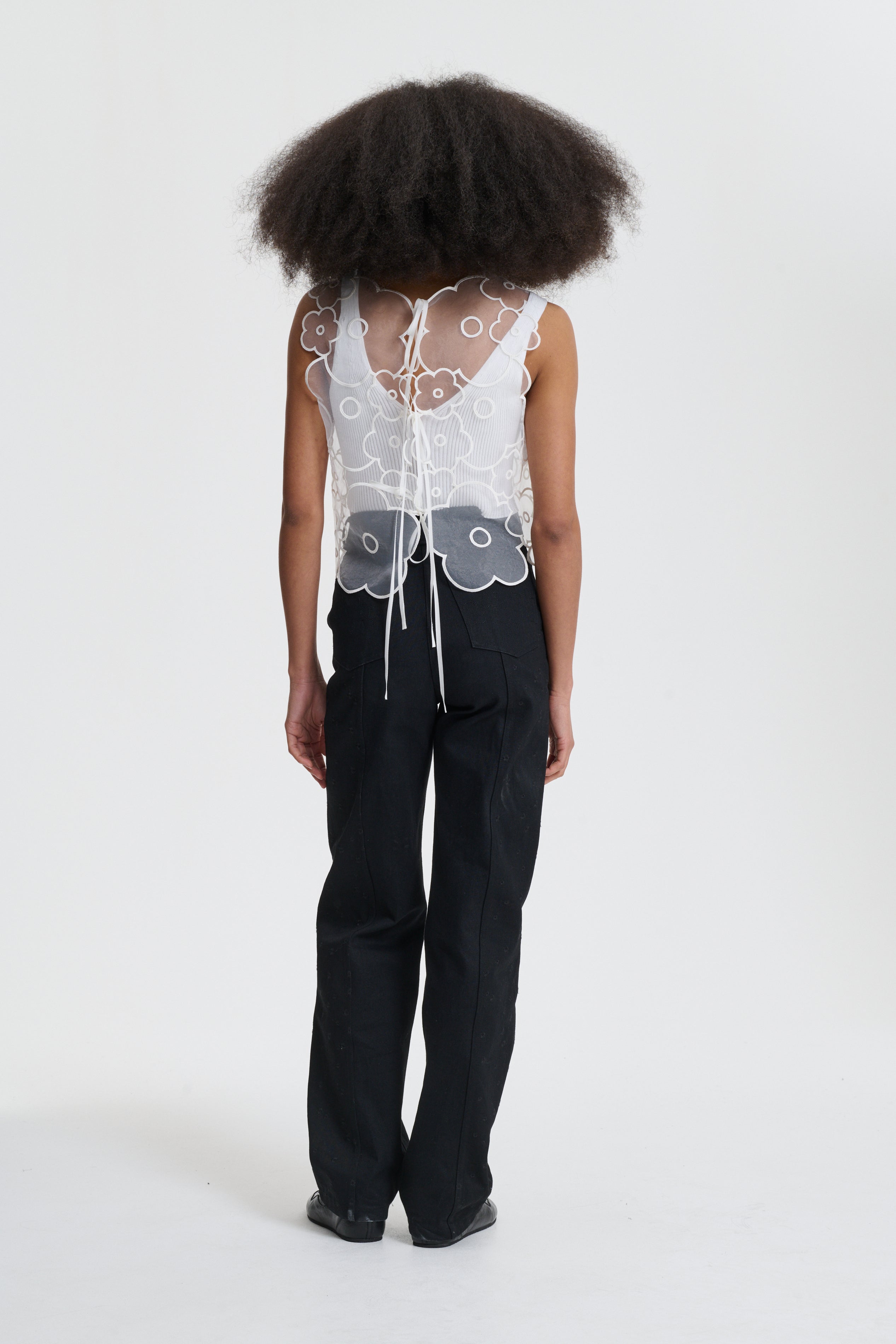 BLISS | TROUSERS EMBROIDERED DENIM BLACK