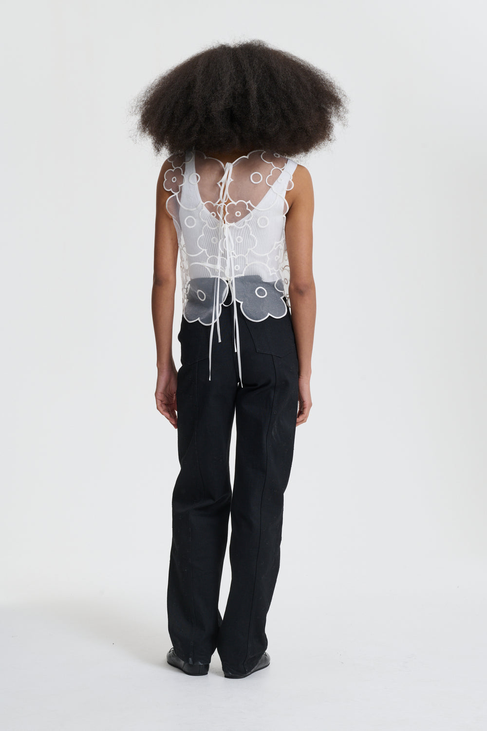 BLISS | TROUSERS EMBROIDERED DENIM BLACK