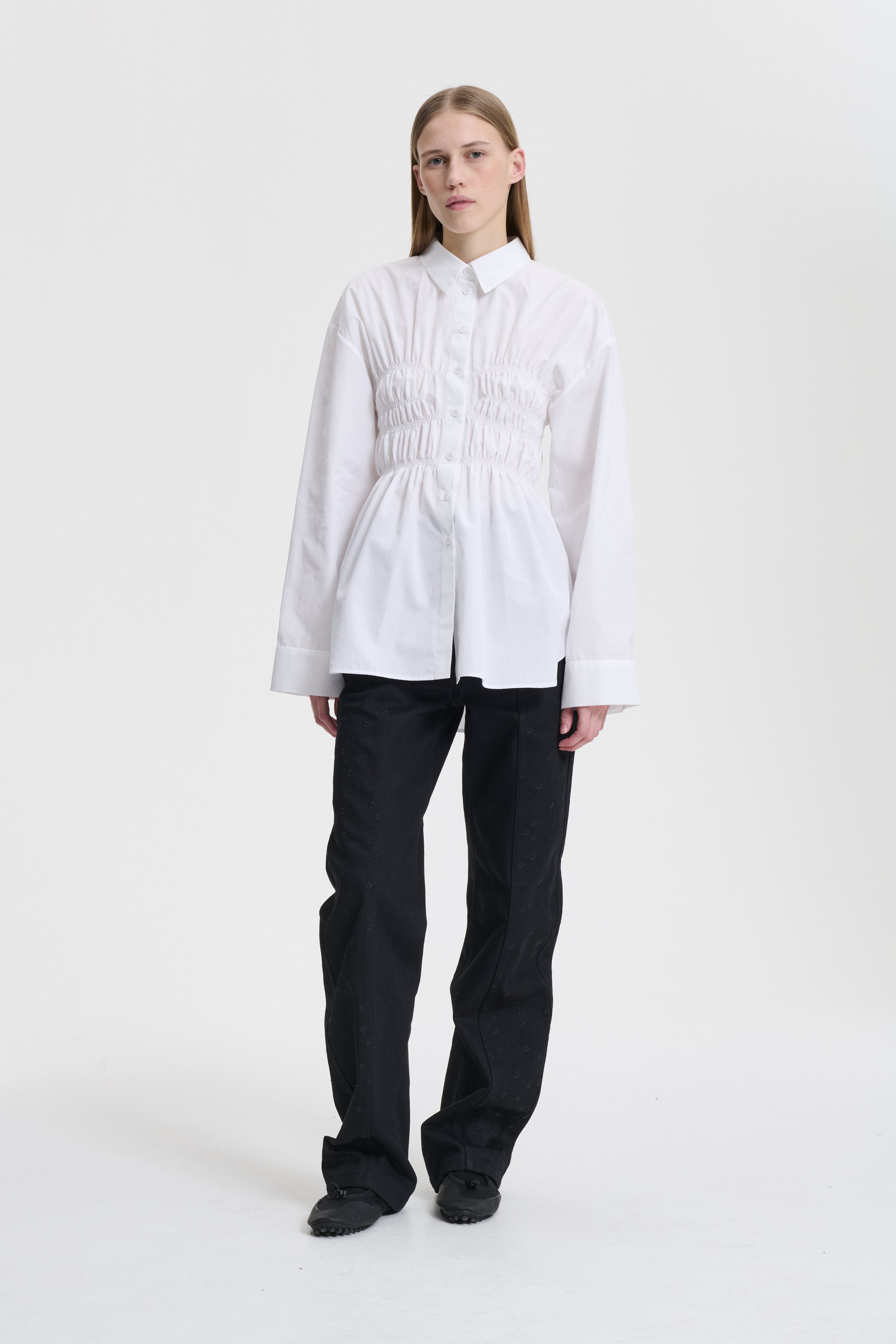 BLISS | TROUSERS EMBROIDERED DENIM BLACK