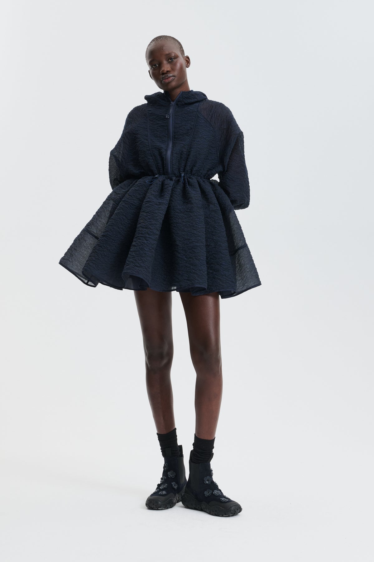 CBFREESIA | DRESS BRODIA MATELASSÉ NAVY