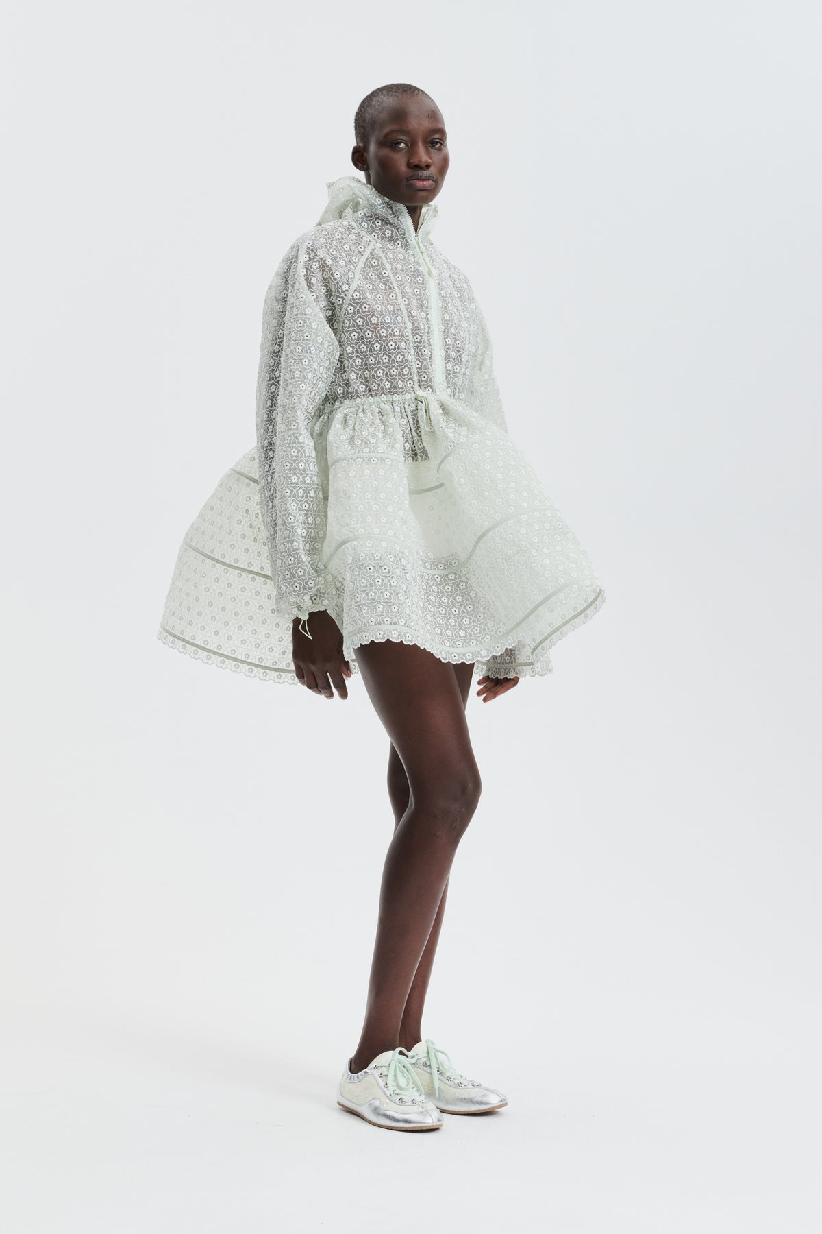 CBFREESIA | DRESS MEADOW EMBROIDERY MINT