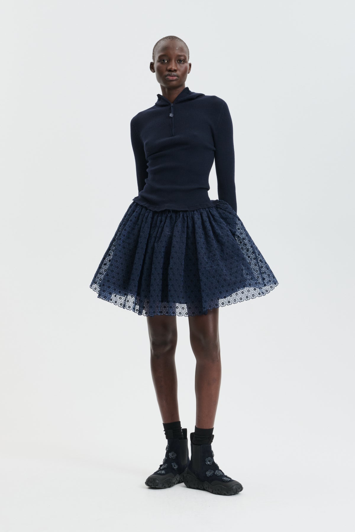 CBBIBIANA | SKIRT MEADOW EMBROIDERY NAVY