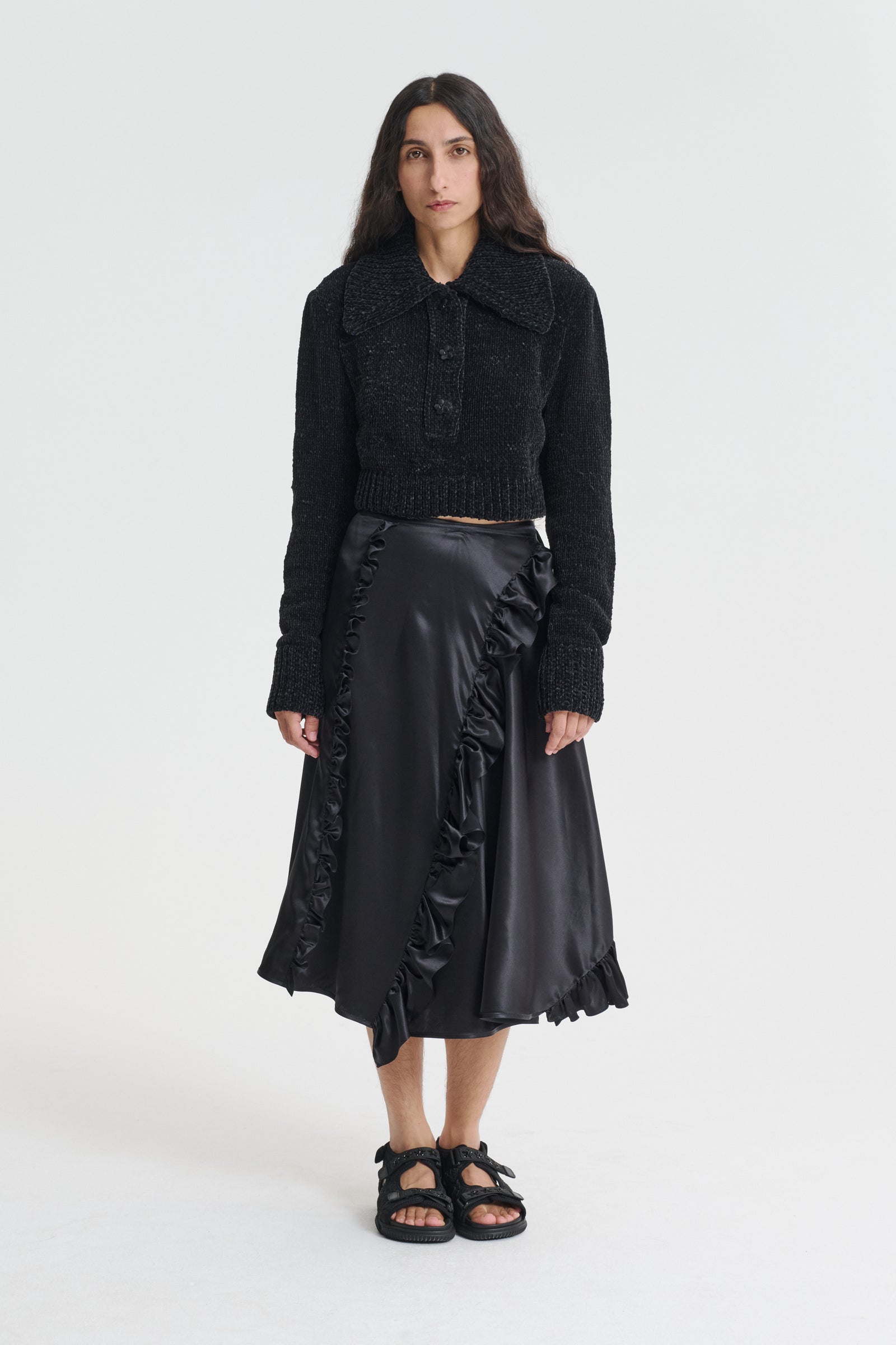 ADELINA | SKIRT SILK SATIN BLACK