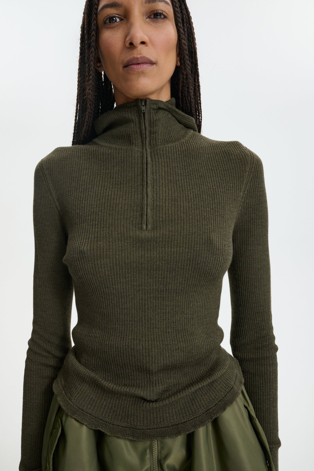 CBBELMA | HOODIE SUMMER MERINO KNIT OLIVE