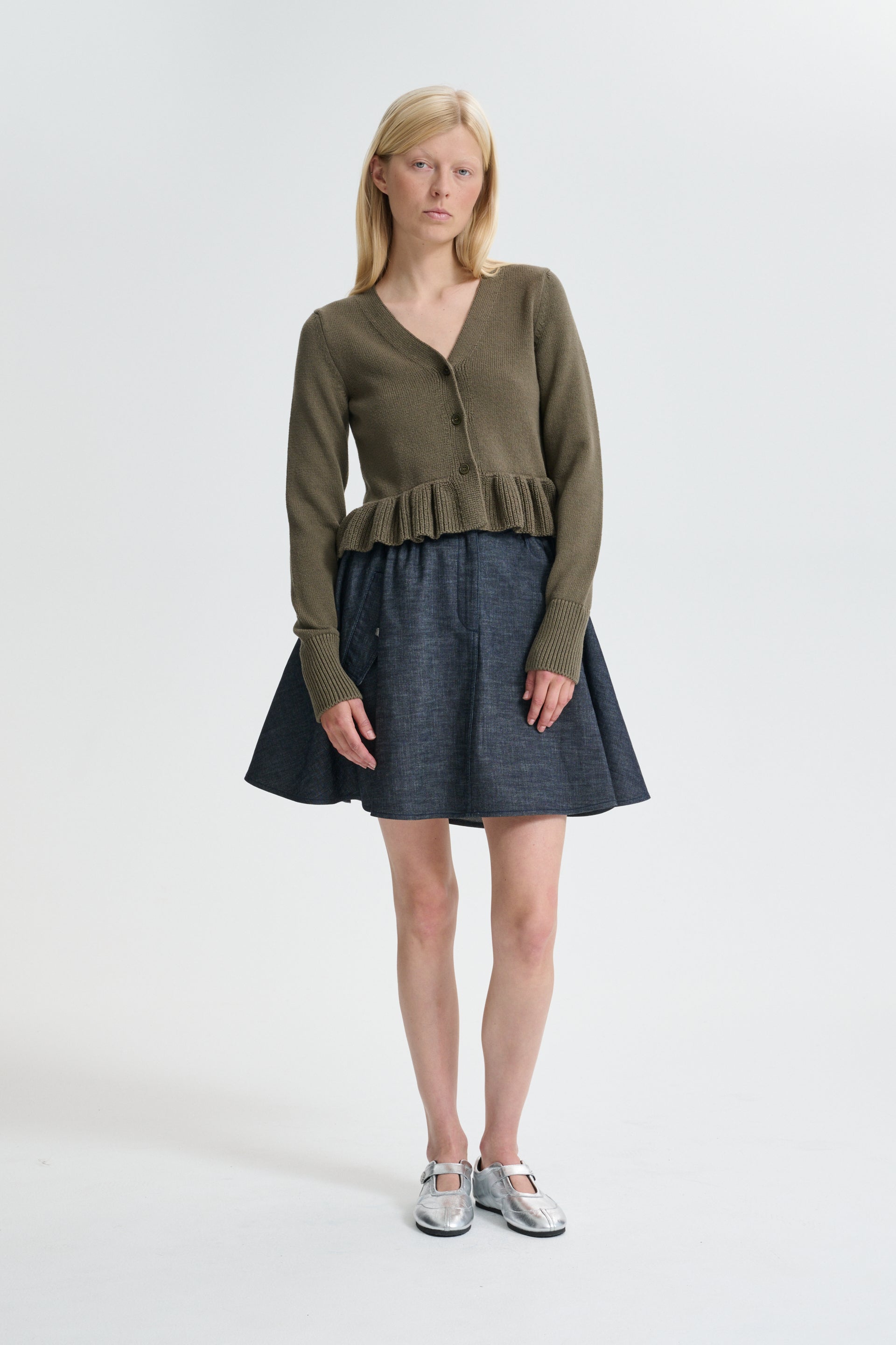CBPRISCA | CARDIGAN COTTON SILK BLEND OLIVE