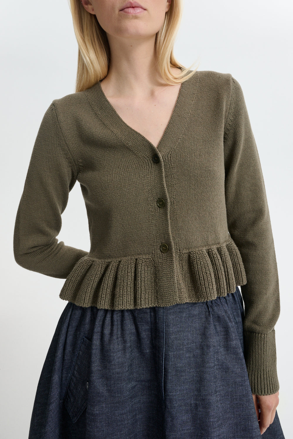 CBPRISCA | CARDIGAN COTTON SILK BLEND OLIVE