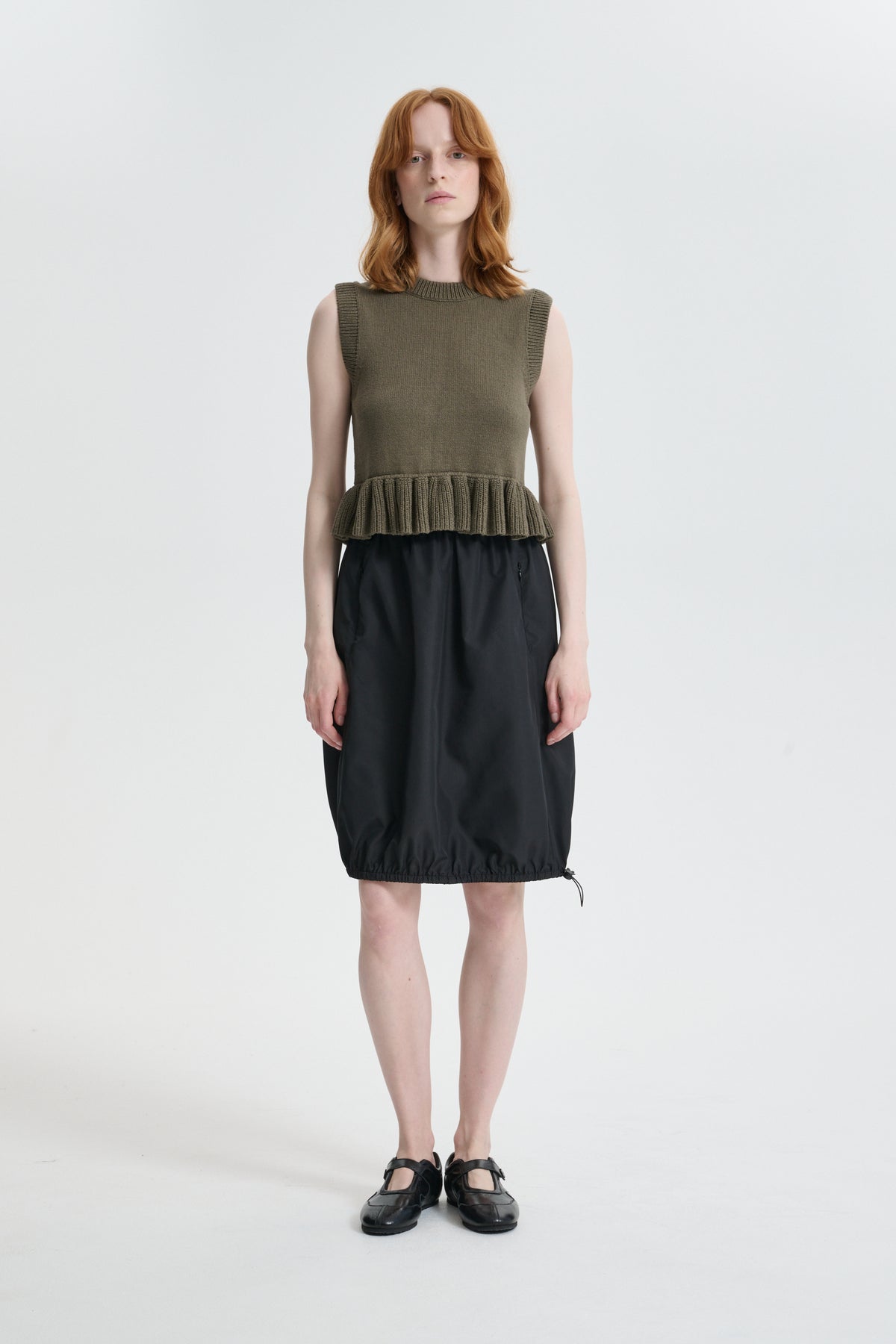 CBBILLIE | VEST COTTON SILK BLEND OLIVE