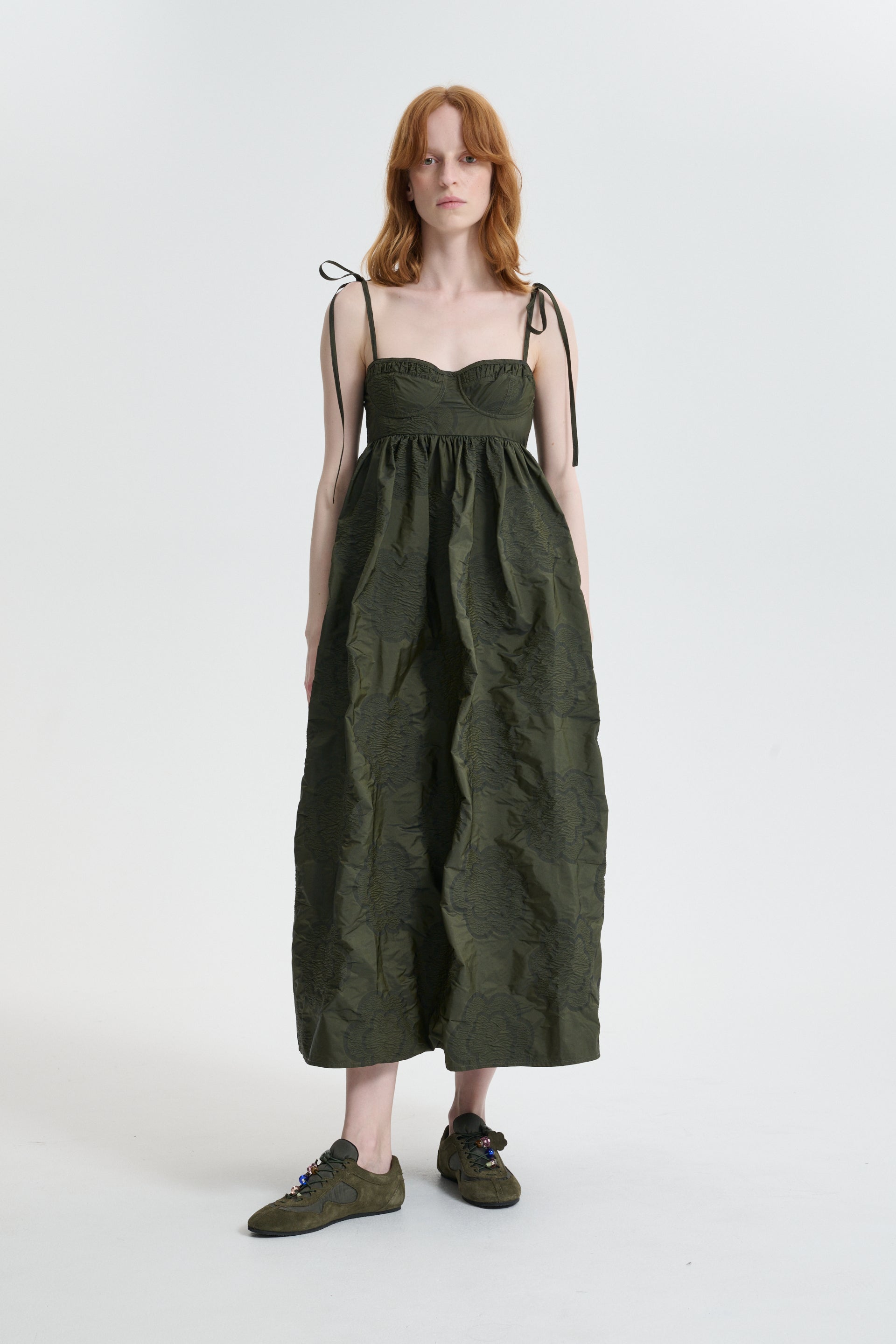 CBALENA | DRESS BORUS JACQUARD OLIVE