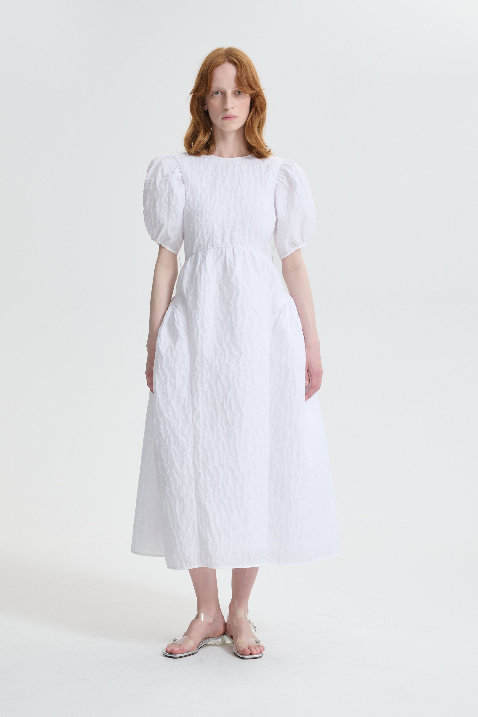 CBCATRINE | DRESS MARGUERITTE CLOQUÉ WHITE