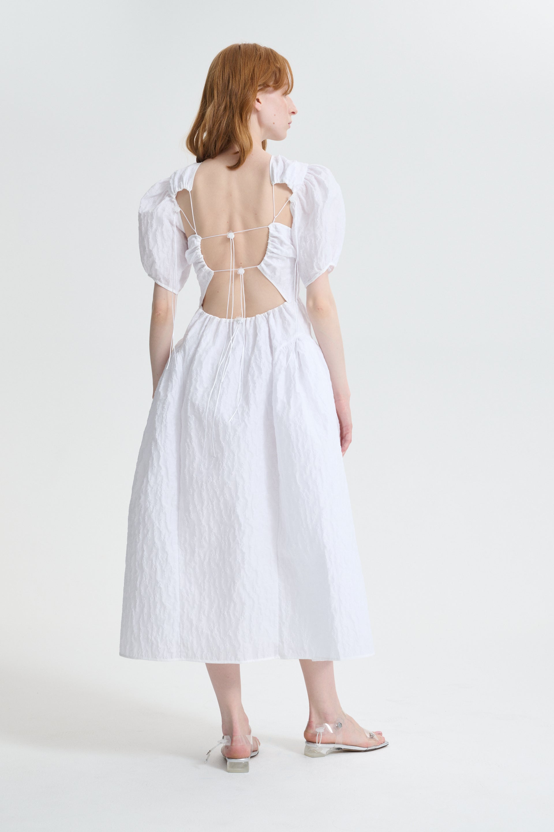 CBCATRINE | DRESS MARGUERITTE CLOQUÉ WHITE