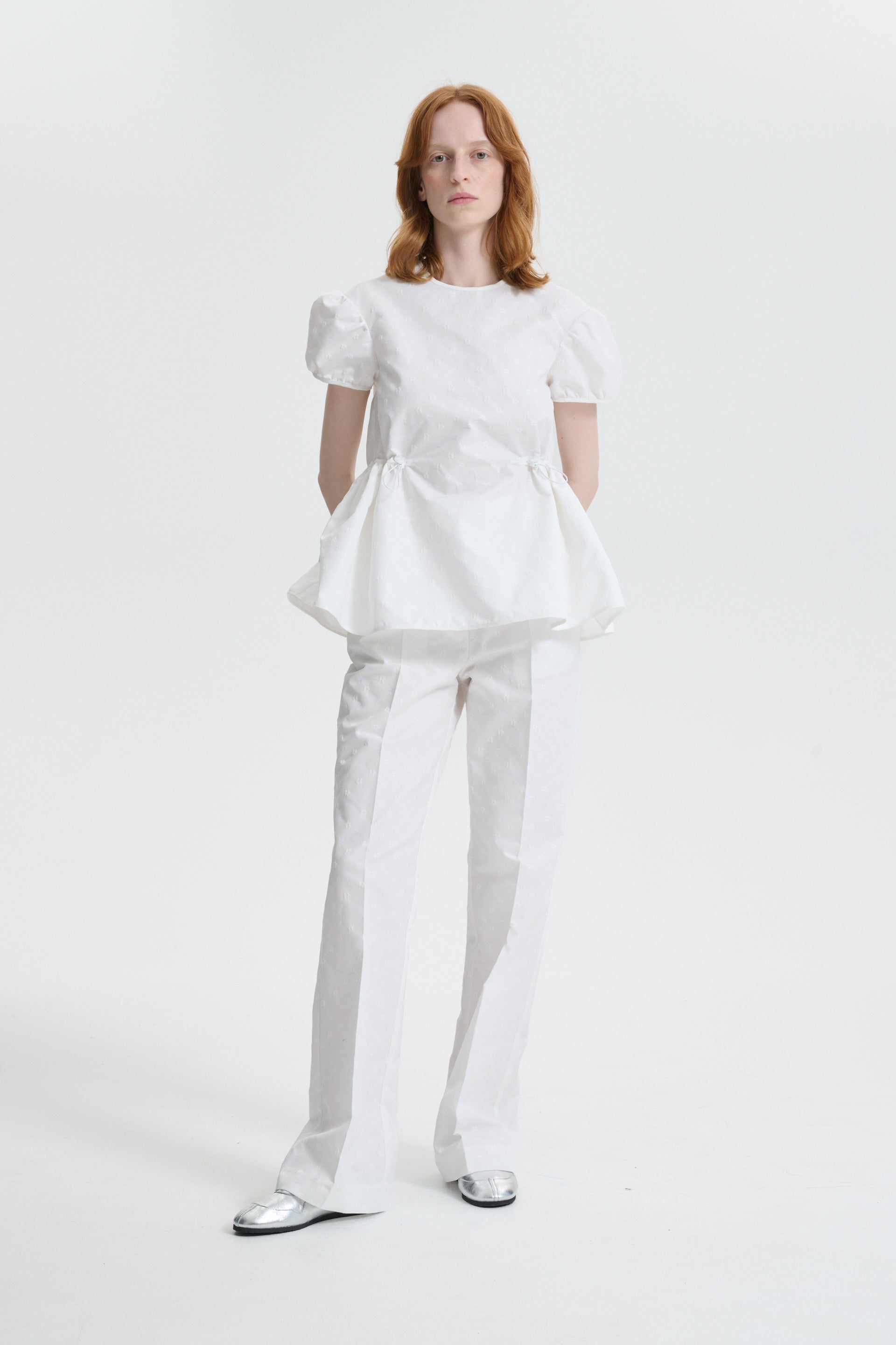 CBCHIARA | TOP IRIS JACCQUARD WHITE