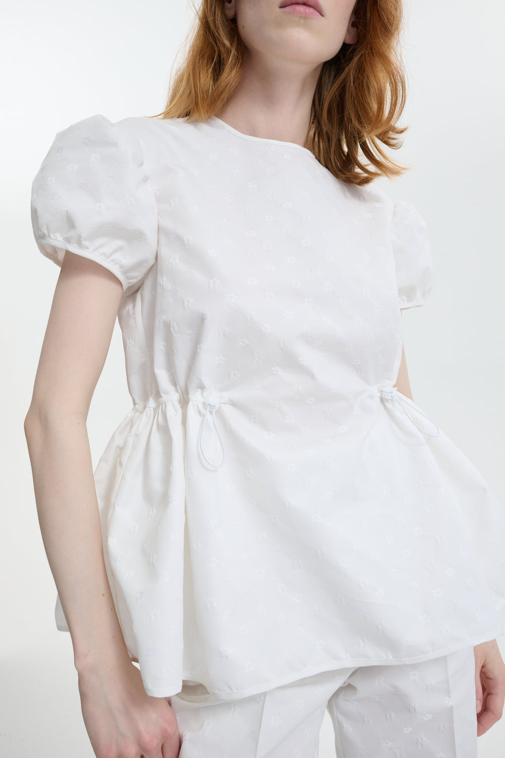 CBCHIARA | TOP IRIS JACCQUARD WHITE