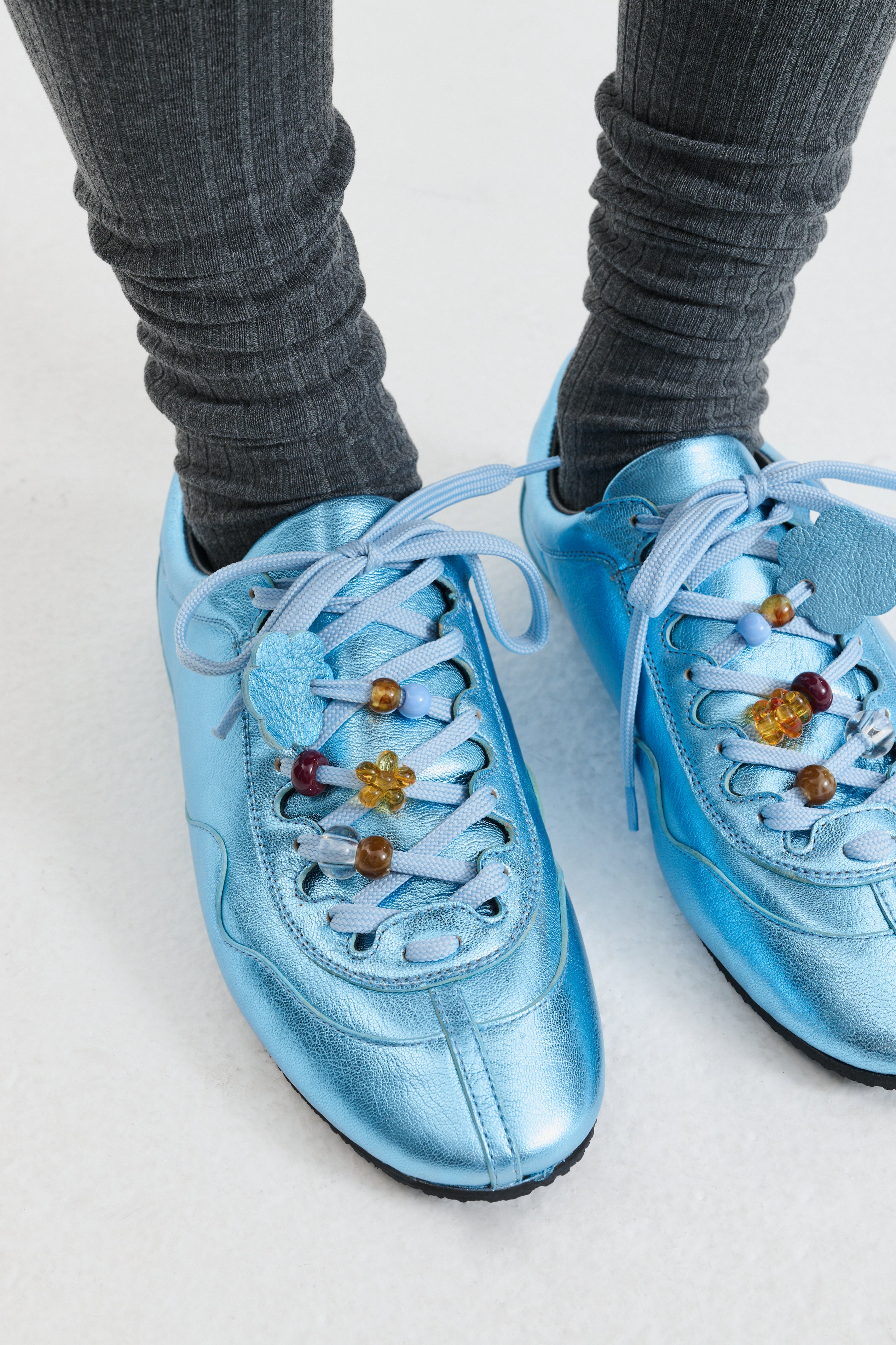 BLAISE | SNEAKER METALLIC LEATHER PALE BLUE
