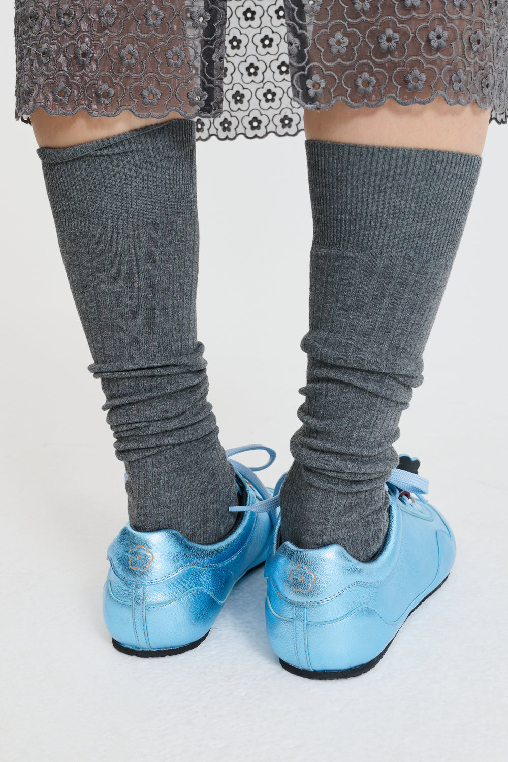 BLAISE | SNEAKER METALLIC LEATHER PALE BLUE