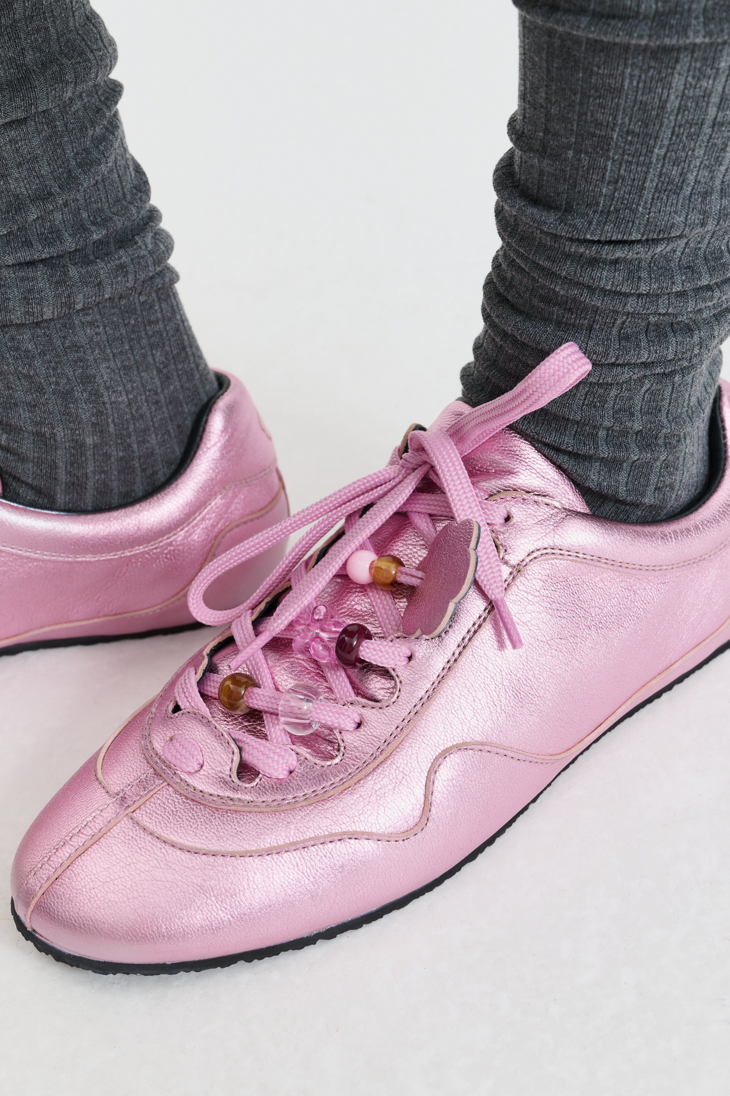 BLAISE | SNEAKER METALLIC LEATHER PALE PINK