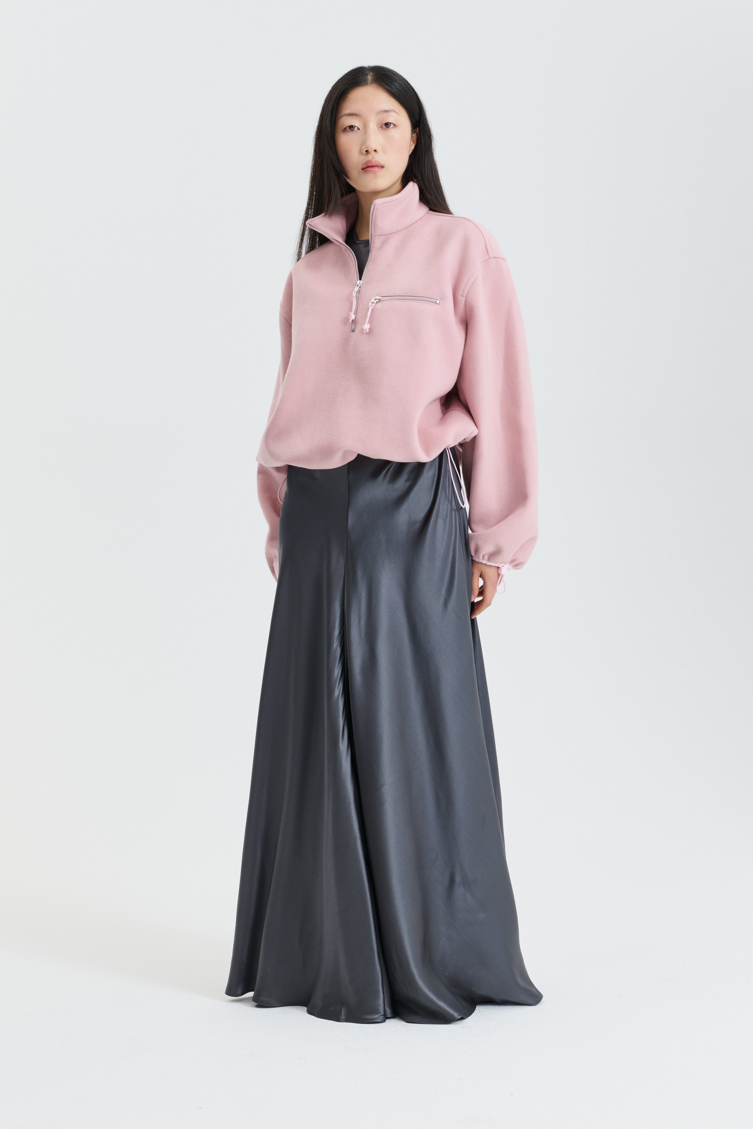 CBFREDERIK | HALF-ZIP JACKET WOOL FELT DUSTY PINK