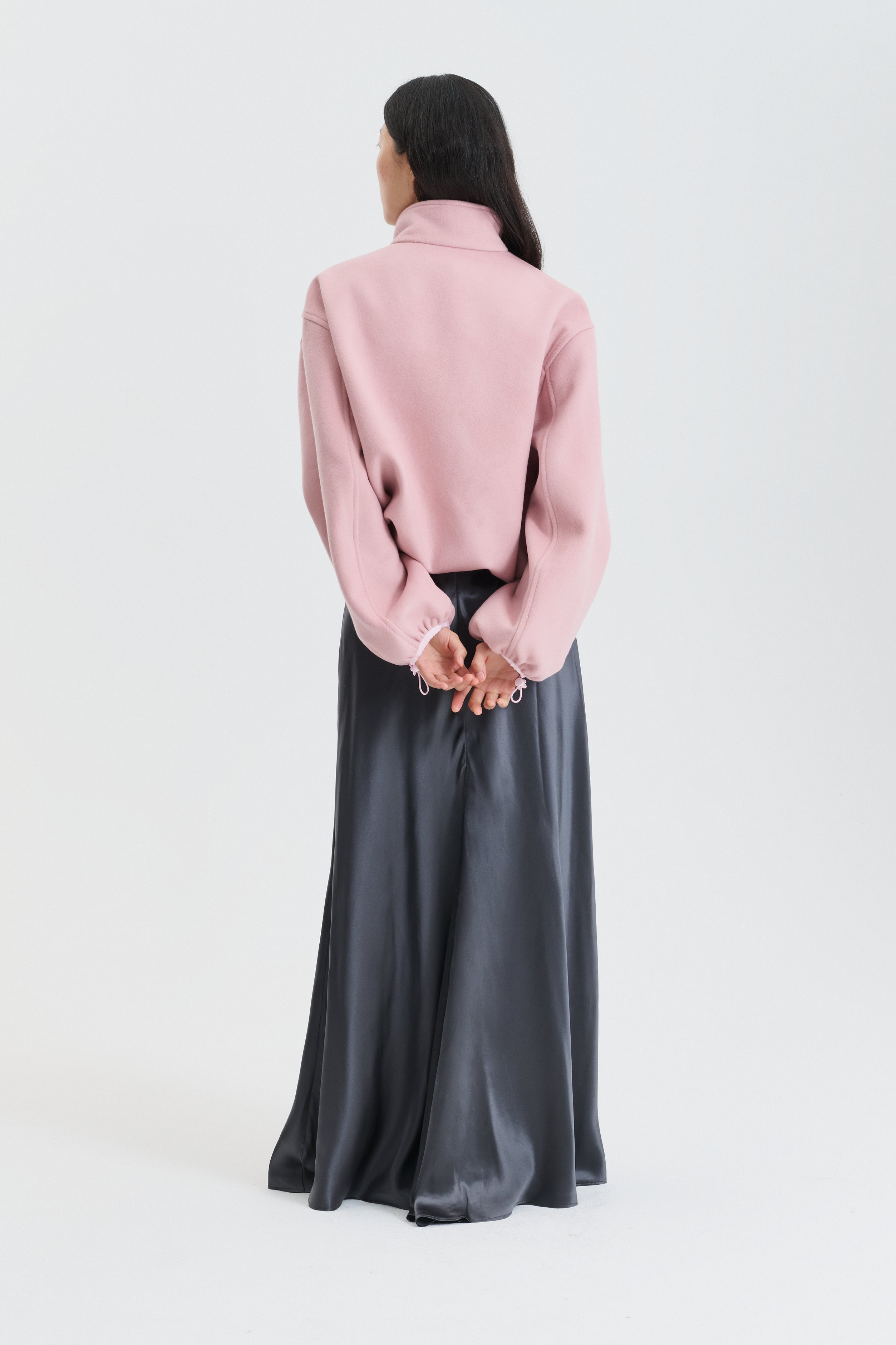 CBFREDERIK | HALF-ZIP JACKET WOOL FELT DUSTY PINK