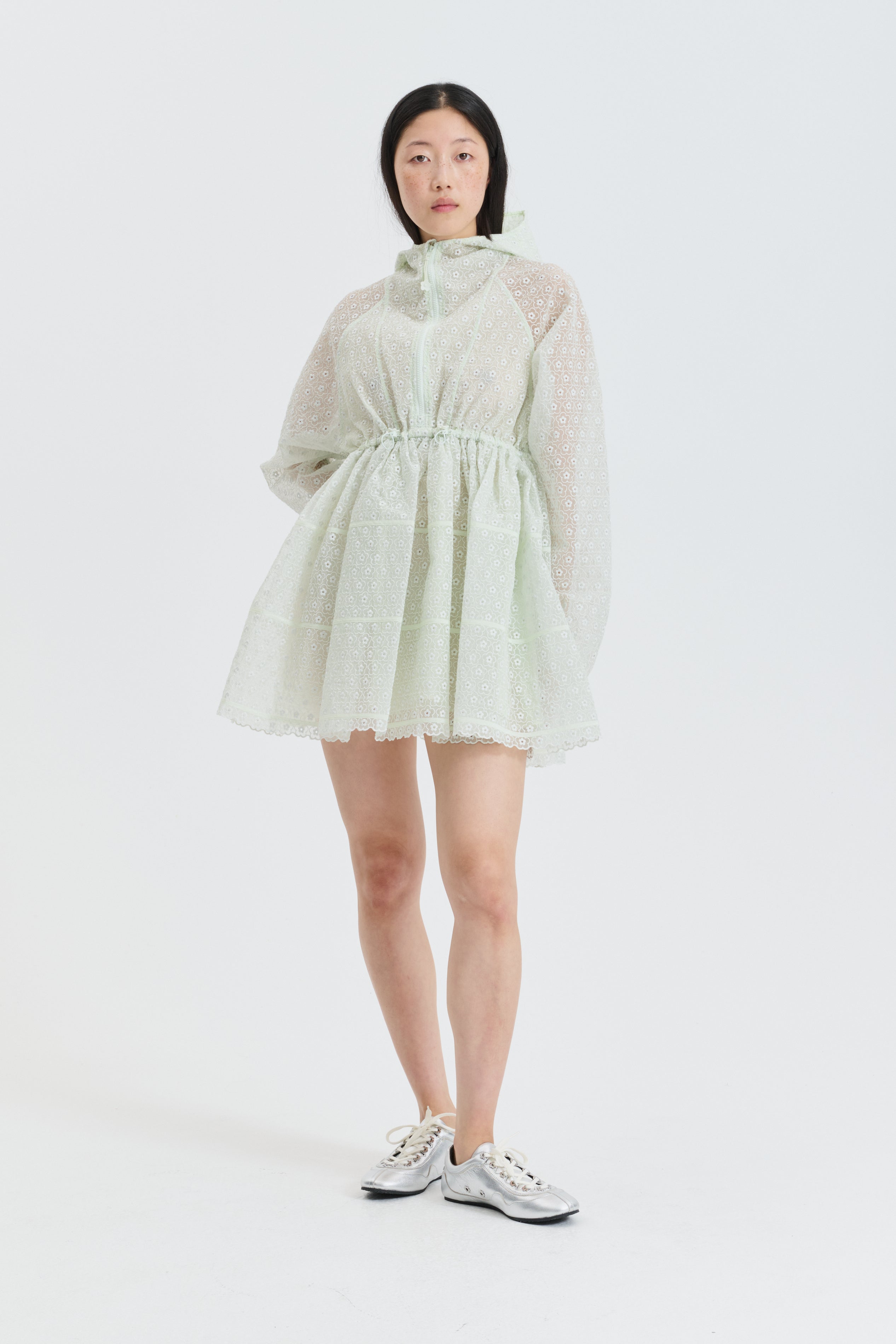 CBFREESIA | DRESS MEADOW EMBROIDERY MINT