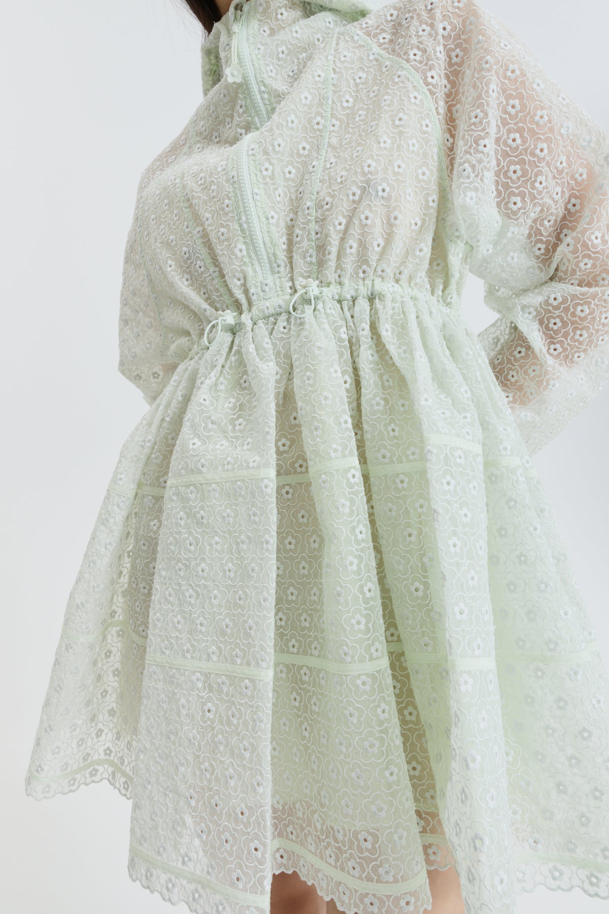 CBFREESIA | DRESS MEADOW EMBROIDERY MINT