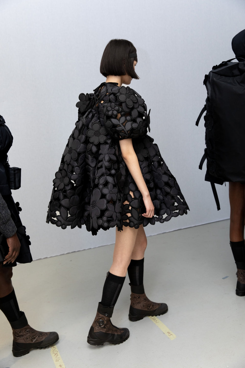 BENTO | BELLIS EMB. NYLON DRESS | BLACK