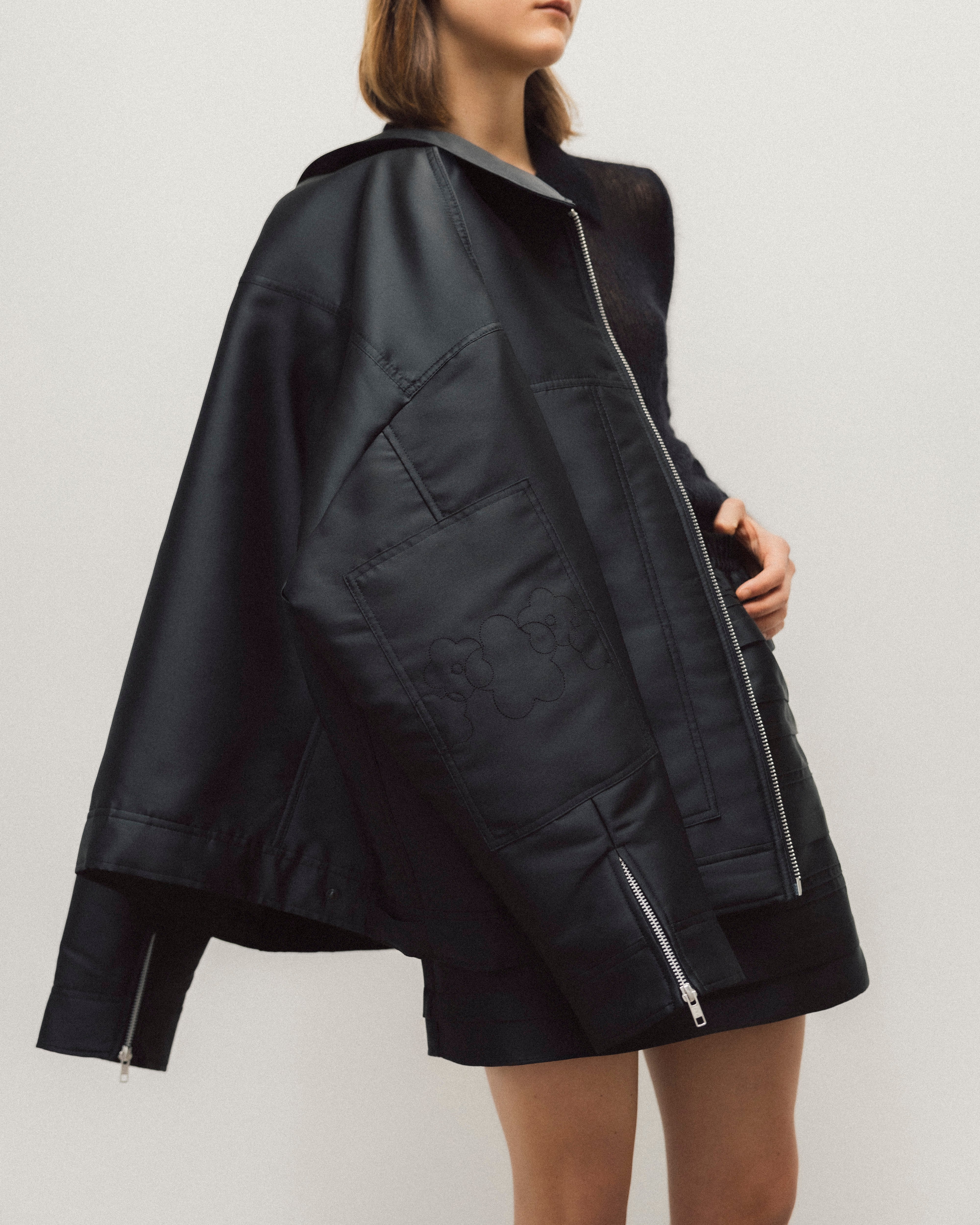 OLPA | JACKET LUSTRE TWILL BLACK NONA