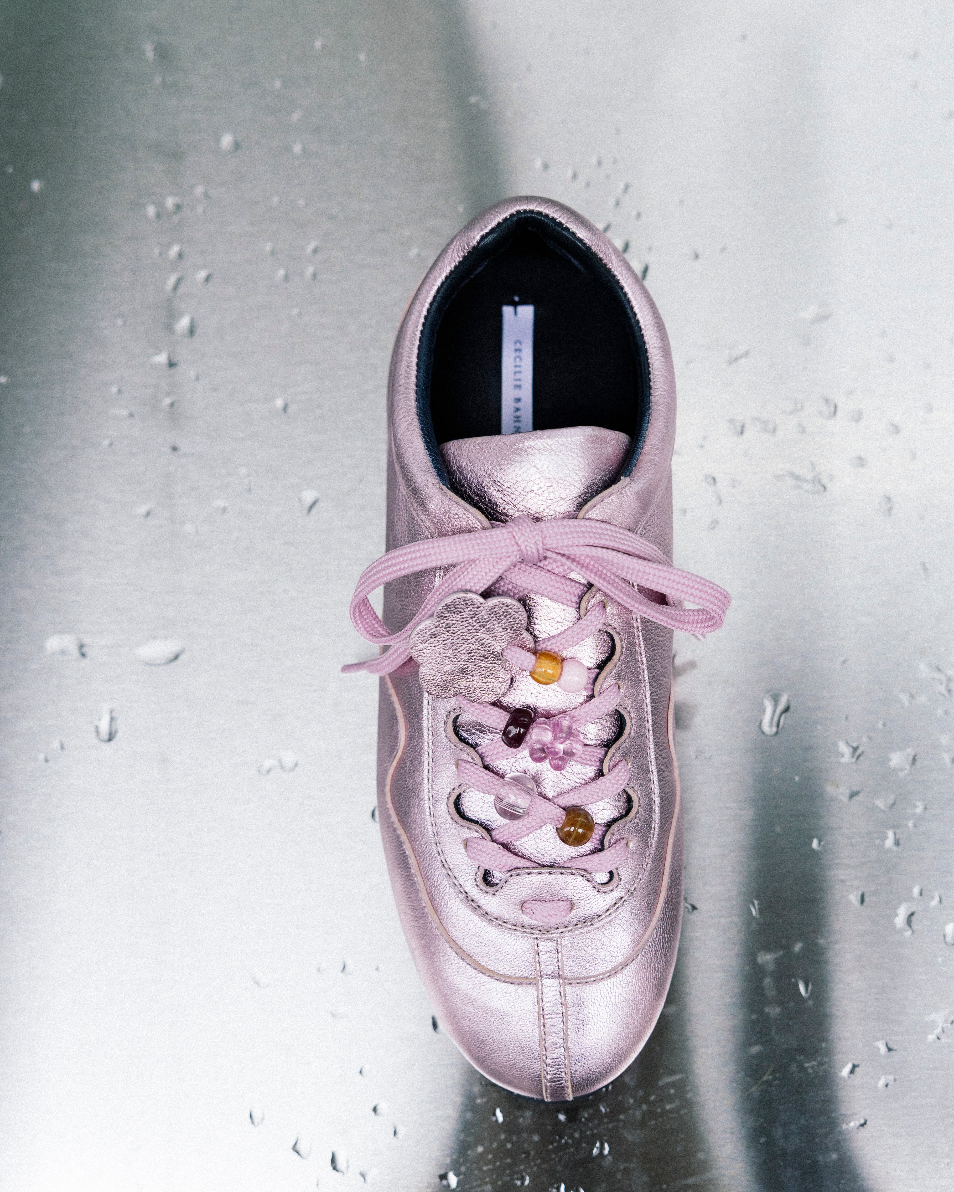 BLAISE | SNEAKER METALLIC LEATHER PALE PINK