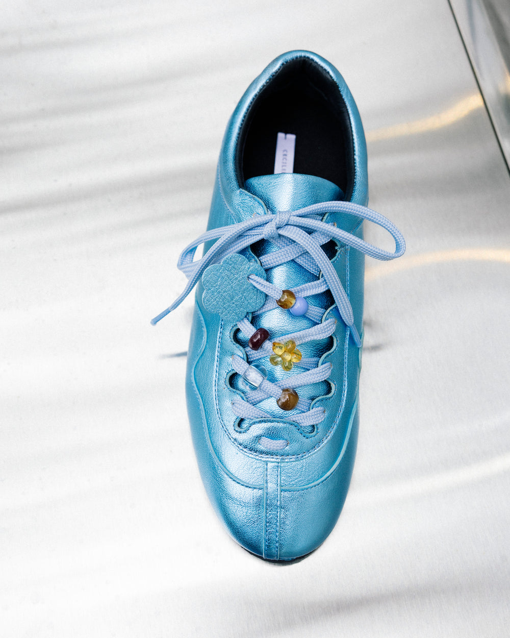 BLAISE | SNEAKER METALLIC LEATHER PALE BLUE