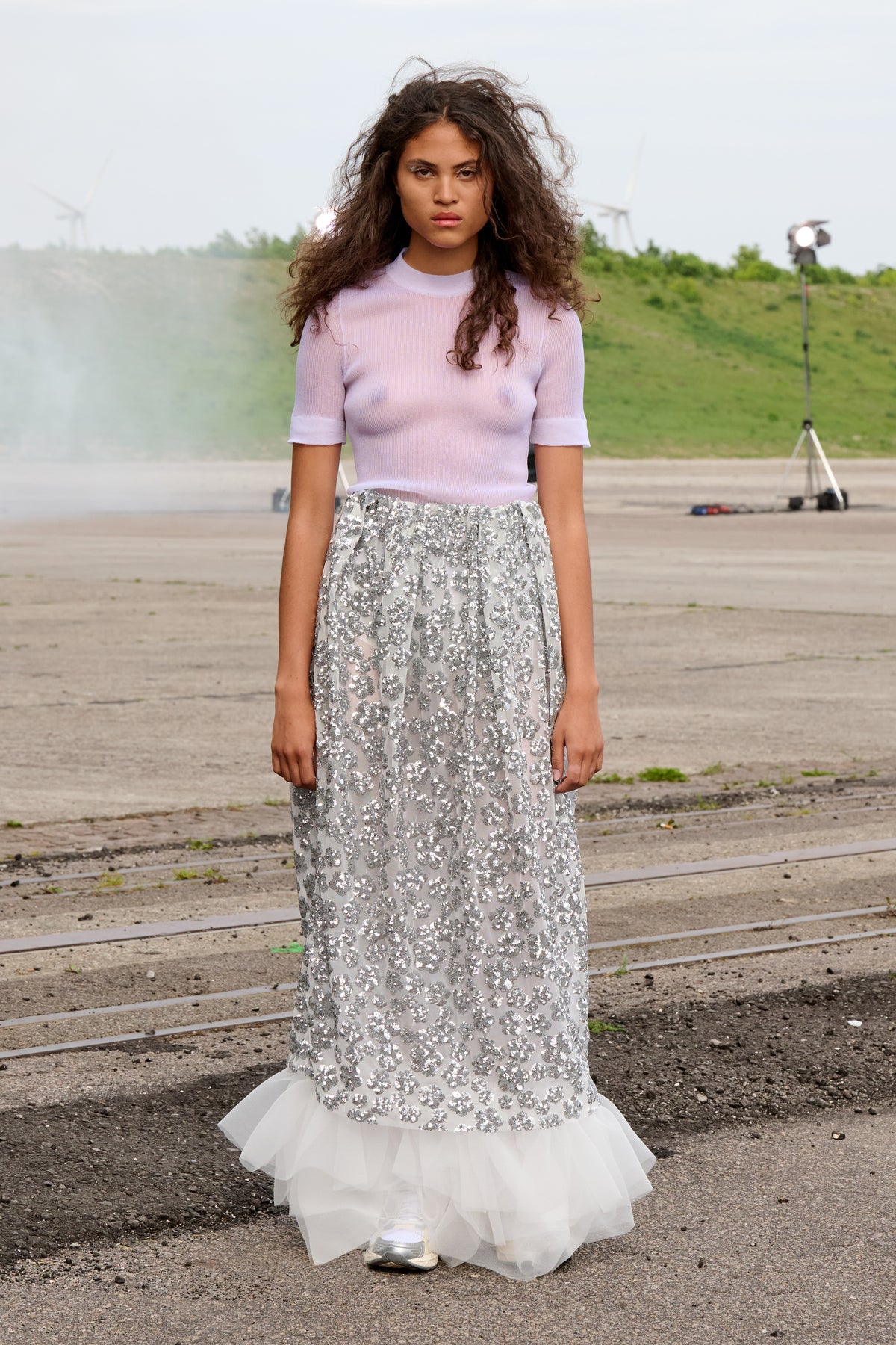 ANNA | SKIRT UME FLORAL SEQUINS SILVER - LOOK 6